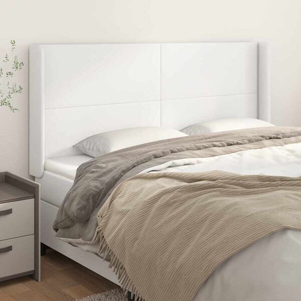 Čelo postele typu ušák bílé 203x16x118/128 cm umělá kůže 3119409