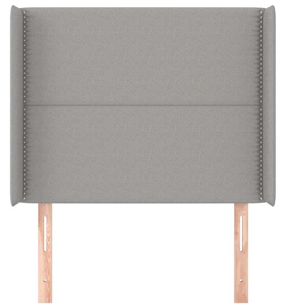 Čelo postele typu ušák světle šedé 103x16x118/128 cm textil 3119430