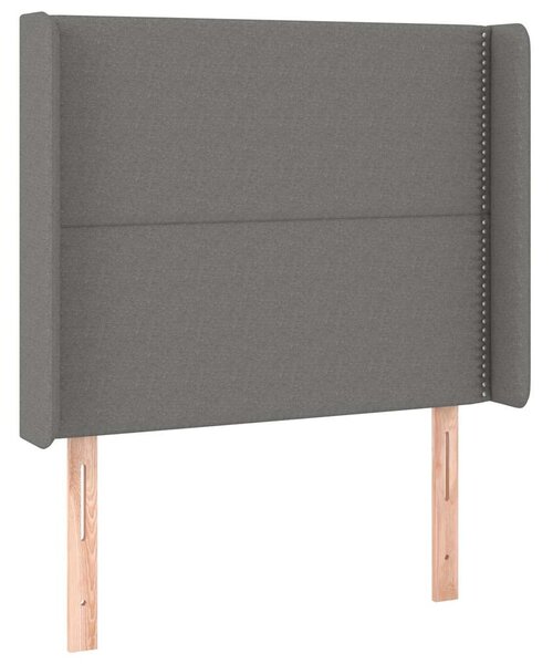 Čelo postele typu ušák tmavě šedé 103x16x118/128 cm textil 3119431