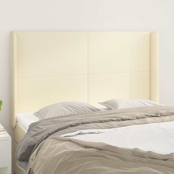 Čelo postele typu ušák krémové 147x16x118/128 cm umělá kůže 3119392