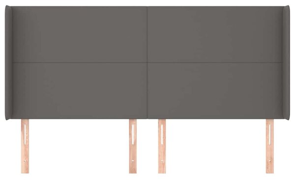 Čelo postele typu ušák šedé 203x16x118/128 cm umělá kůže 3119412