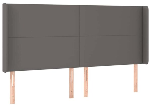 Čelo postele typu ušák šedé 203x16x118/128 cm umělá kůže 3119412