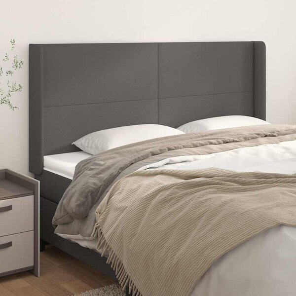 Čelo postele typu ušák šedé 203x16x118/128 cm umělá kůže 3119412