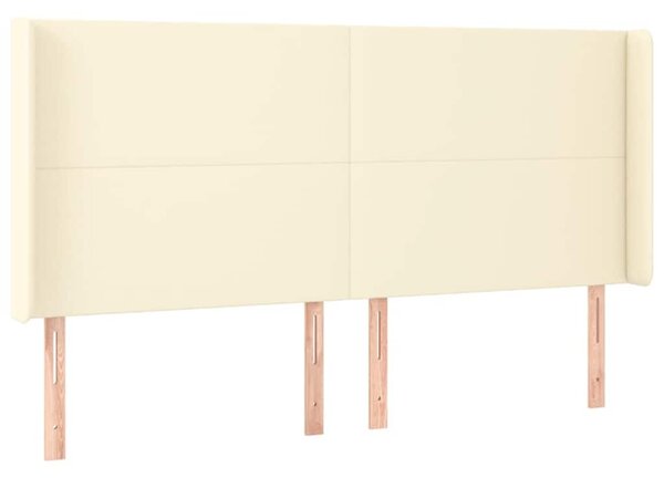 Čelo postele s LED krémové 163 x 16 x 118/128 cm umělá kůže 3123866