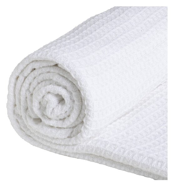 Bílý přehoz z recyklované bavlny 260x280 cm Honeycomb – Ixia