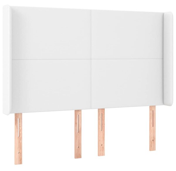 Čelo postele s LED bílé 147 x 16 x 118/128 cm umělá kůže 3123859