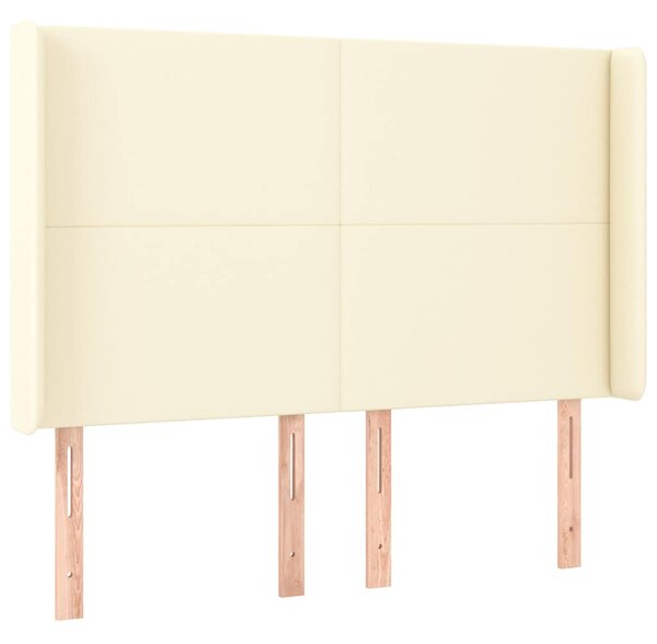 Čelo postele typu ušák krémové 147x16x118/128 cm umělá kůže 3119392