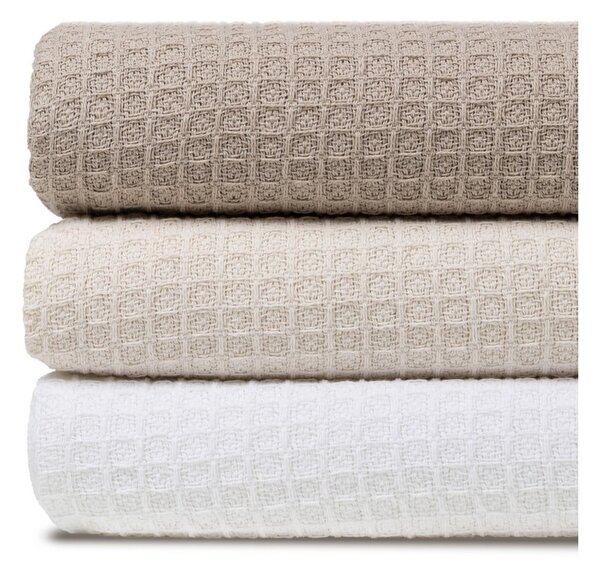 Bílý přehoz z recyklované bavlny 260x280 cm Honeycomb – Ixia