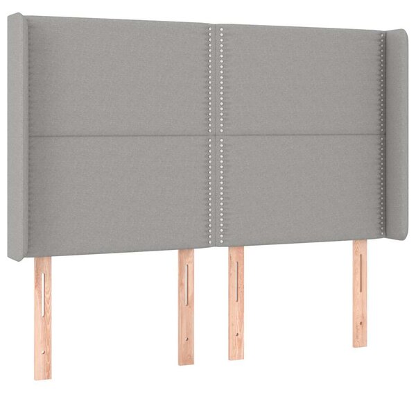Čelo postele typu ušák světle šedé 147x16x118/128 cm textil 3119438