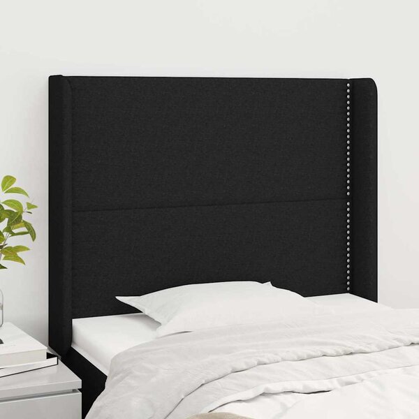 Čelo postele typu ušák černé 93x16x118/128 cm textil 3119424