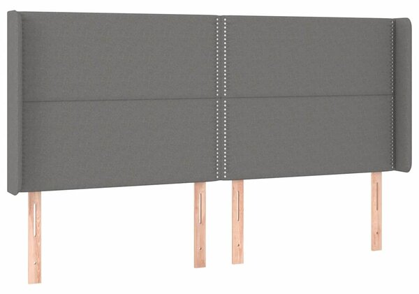 Čelo postele s LED tmavě šedé 203 x 16 x 118/128 cm textil 3123931