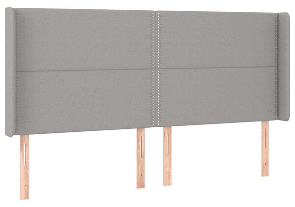 Čelo postele typu ušák světle šedé 203x16x118/128 cm textil 3119462
