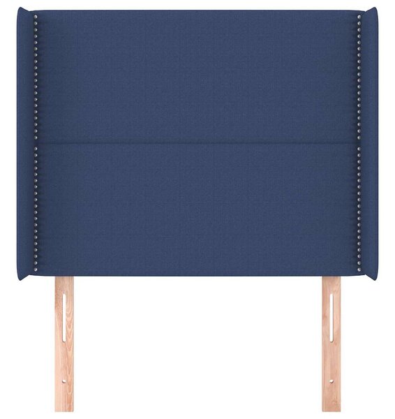 Čelo postele typu ušák modré 103x16x118/128 cm textil 3119436