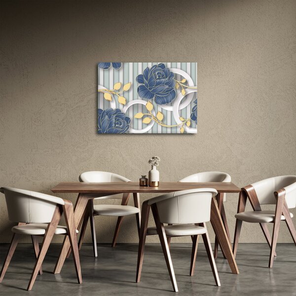 Obraz - Růže a kruhy (70x50 cm)