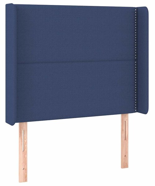 Čelo postele typu ušák modré 103x16x118/128 cm textil 3119436