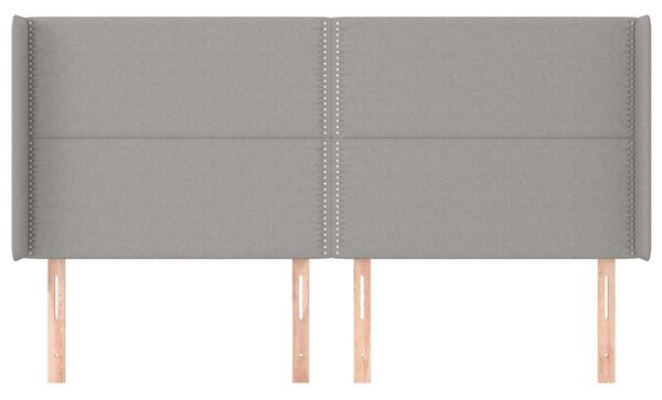 Čelo postele typu ušák světle šedé 203x16x118/128 cm textil 3119462