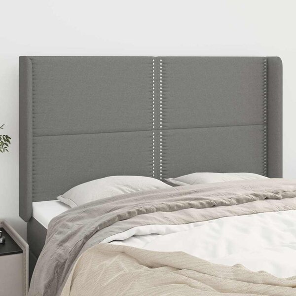 Čelo postele typu ušák tmavě šedé 147x16x118/128 cm textil 3119439