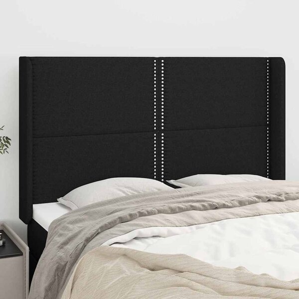 Čelo postele typu ušák černé 147x16x118/128 cm textil 3119440