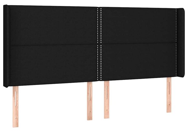 Čelo postele typu ušák černé 183x16x118/128 cm textil 3119456