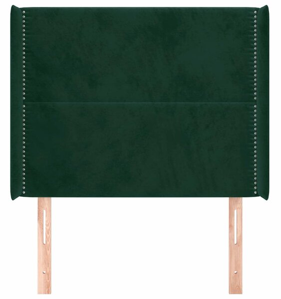 Čelo postele typu ušák tmavě zelená 103x16x118/128 cm samet 3119485