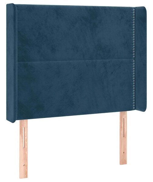 Čelo postele typu ušák tmavě modrá 103x16x118/128 cm samet 3119486