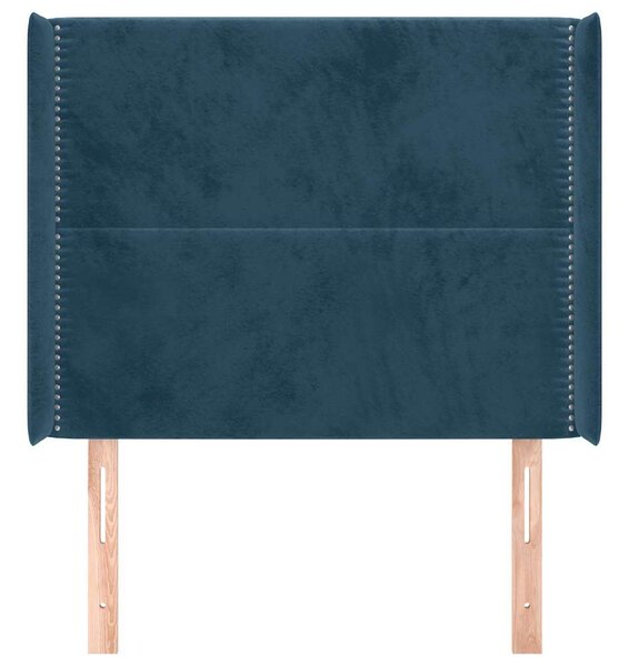 Čelo postele typu ušák tmavě modrá 103x16x118/128 cm samet 3119486