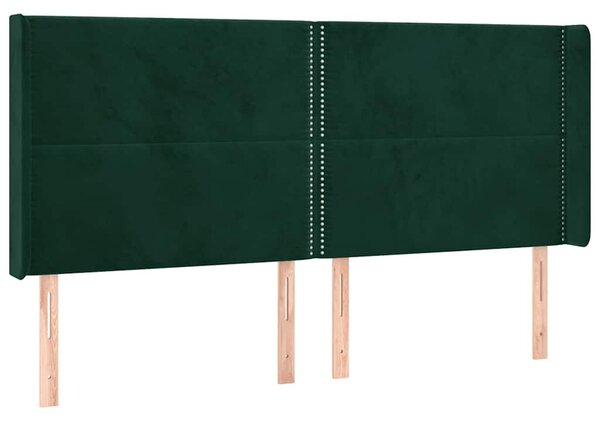 Čelo postele typu ušák tmavě zelená 203x16x118/128 cm samet 3119509