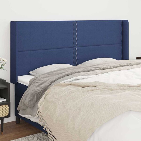 Čelo postele typu ušák modré 203x16x118/128 cm textil 3119468