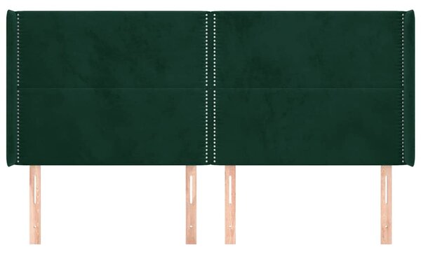 Čelo postele typu ušák tmavě zelená 203x16x118/128 cm samet 3119509