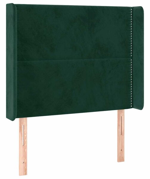 Čelo postele typu ušák tmavě zelená 103x16x118/128 cm samet 3119485