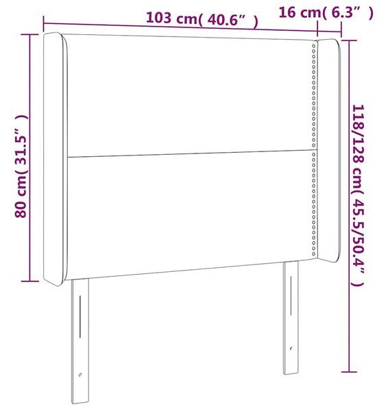 Čelo postele typu ušák tmavě zelená 103x16x118/128 cm samet 3119485