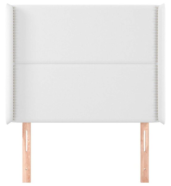 Čelo postele typu ušák bílé 103x16x118/128 cm umělá kůže 3119525