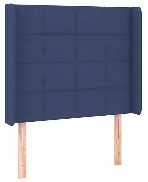 Čelo postele s LED modré 83 x 16 x 118/128 cm textil 3124028