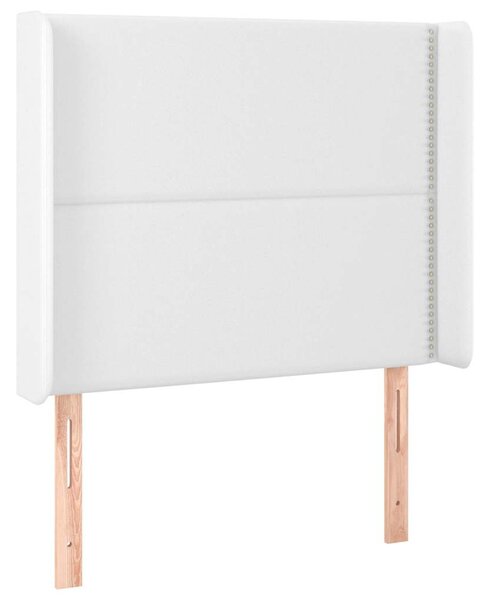 Čelo postele typu ušák bílé 103x16x118/128 cm umělá kůže 3119525