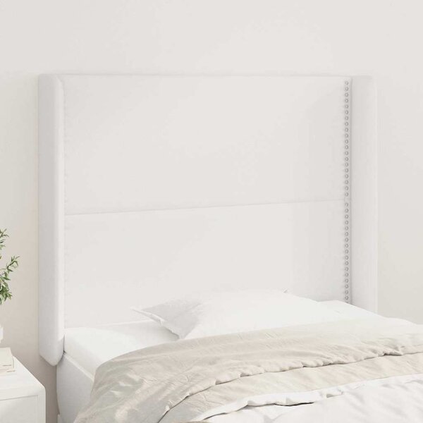 Čelo postele typu ušák bílé 103x16x118/128 cm umělá kůže 3119525