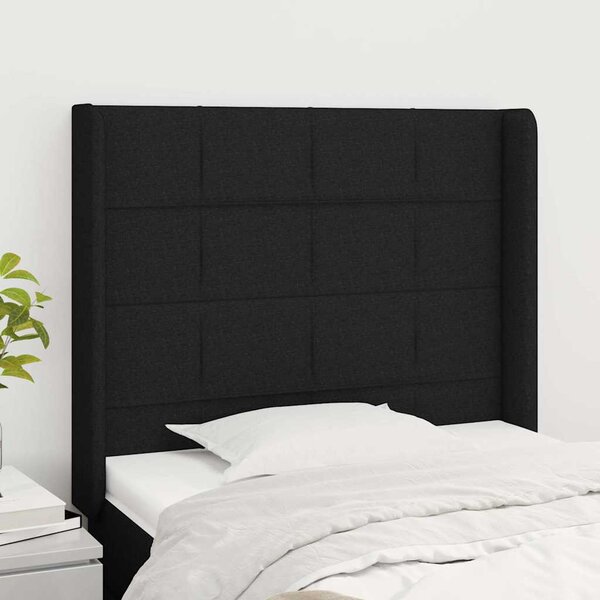 Čelo postele typu ušák černé 83x16x118/128 cm textil 3119556