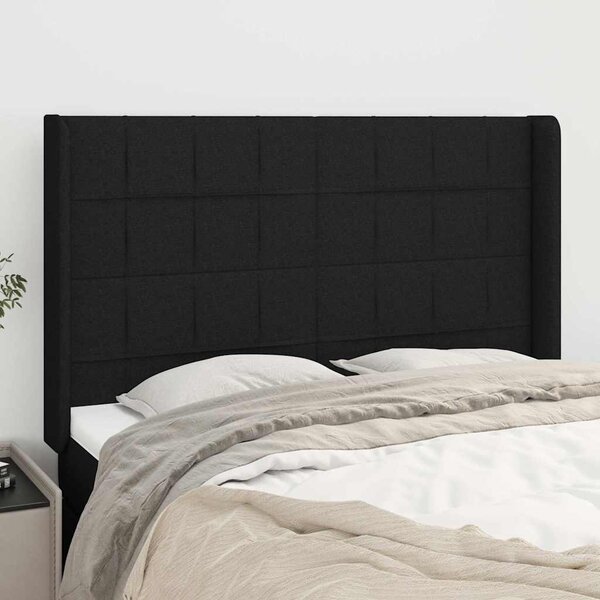 Čelo postele typu ušák černé 147x16x118/128 cm textil 3119580