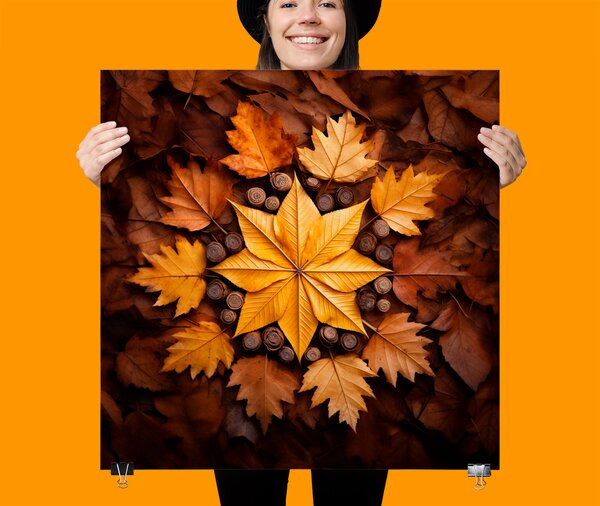 FeelHappy Plakát - Mandala podzimní listí Velikost plakátu: 100 x 100 cm