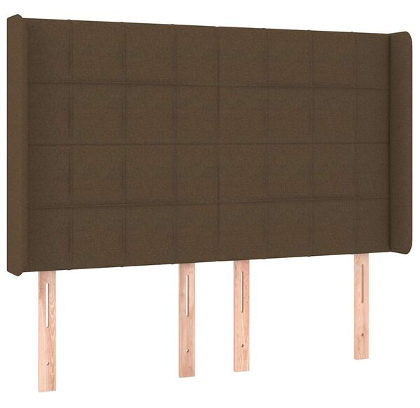 Čelo postele typu ušák tmavě hnědé 147x16x118/128 cm textil 3119581