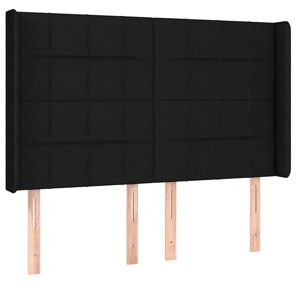 Čelo postele typu ušák černé 147x16x118/128 cm textil 3119580