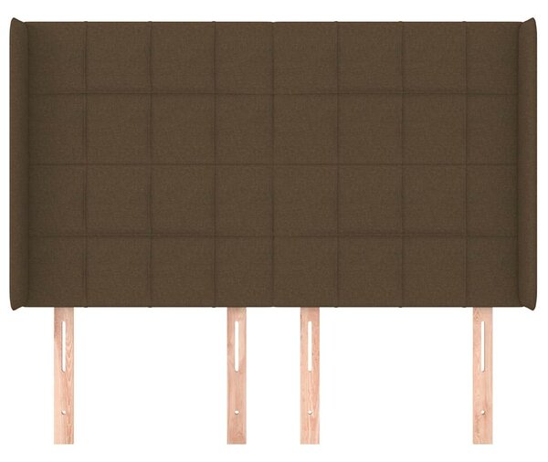 Čelo postele typu ušák tmavě hnědé 147x16x118/128 cm textil 3119581