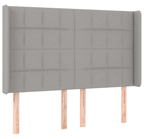 Čelo postele typu ušák světle šedé 147x16x118/128 cm textil 3119578