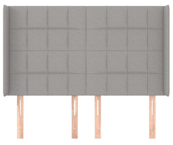 Čelo postele typu ušák světle šedé 147x16x118/128 cm textil 3119578