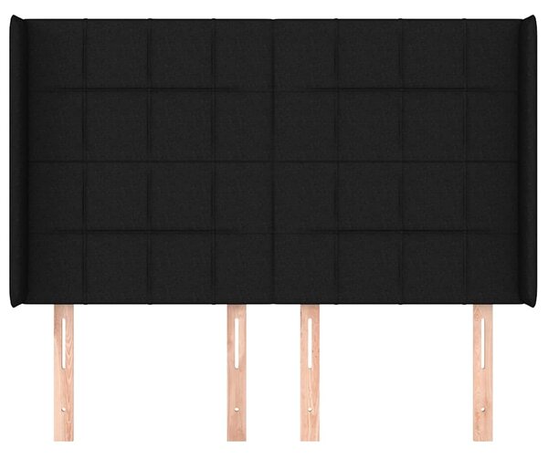 Čelo postele typu ušák černé 147x16x118/128 cm textil 3119580