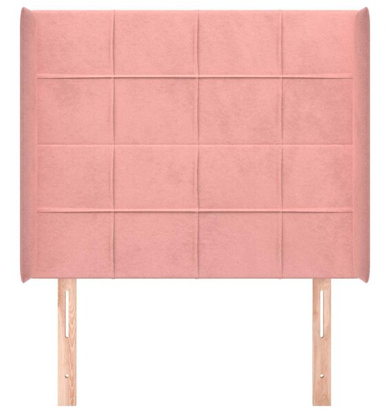 Čelo postele typu ušák růžové 83x16x118/128 cm samet 3119615