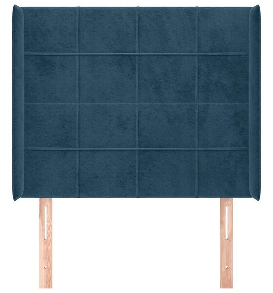 Čelo postele typu ušák tmavě modrá 83x16x118/128 cm samet 3119614