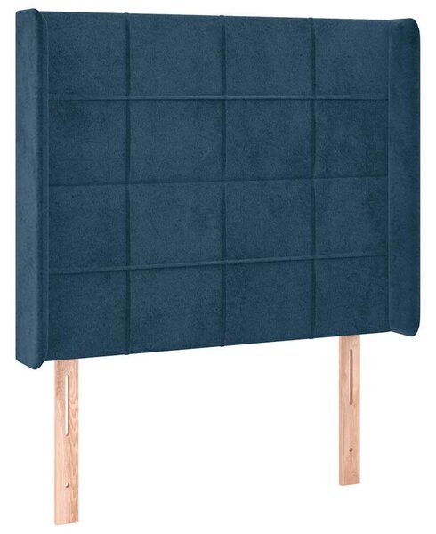 Čelo postele typu ušák tmavě modrá 83x16x118/128 cm samet 3119614