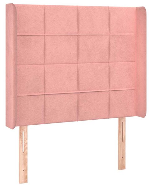 Čelo postele typu ušák růžové 83x16x118/128 cm samet 3119615