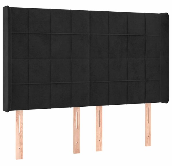 Čelo postele s LED černé 147 x 16 x 118/128 cm samet 3124098