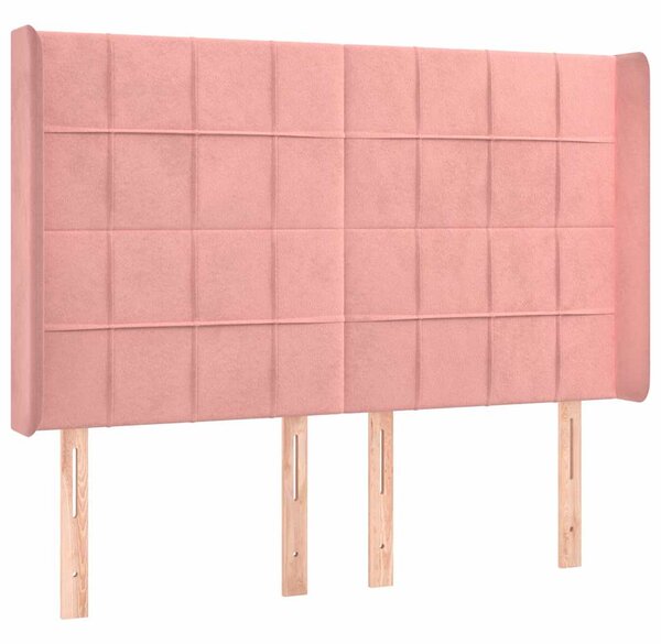 Čelo postele typu ušák růžové 147x16x118/128 cm samet 3119633